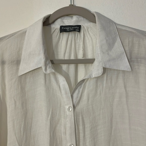 Sweet Lovely by Jen | White gauzy tiered ruffle blouse/top Womens size 3X - Picture 6 of 7